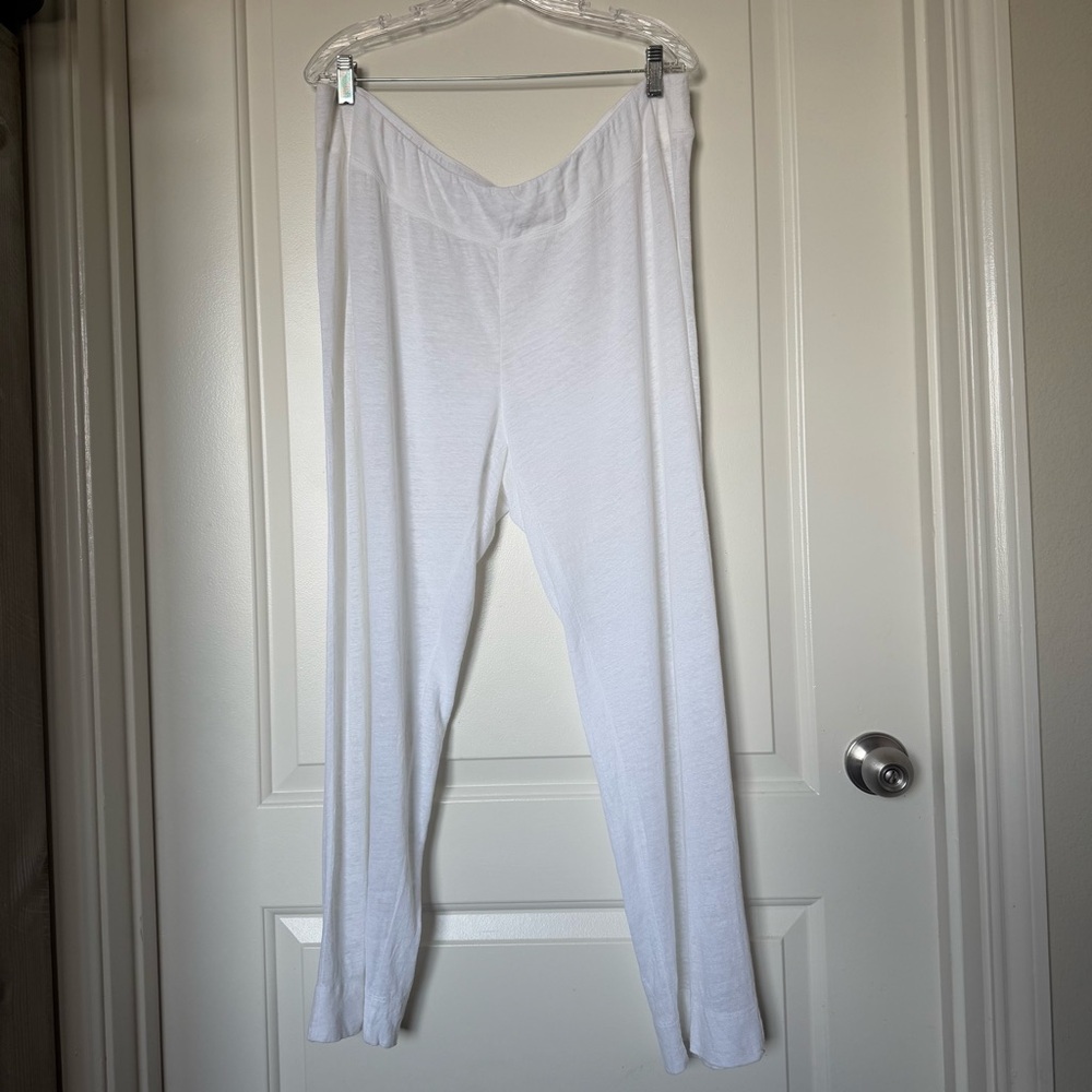Eileen Fisher 100% linen white lounge pants coastal grandma, natural fibers.